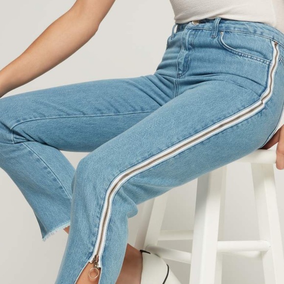 NWT Tommy Hilfiger Navy/Red Side Zip Raw Hem Skinny Jeans (sz 10) - Picture 6 of 6